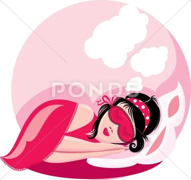 Sleeping woman, picture in pink colors Stock Illustration