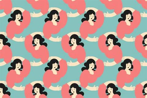 Sleeping women seamless pattern background illustration Stock Illustration