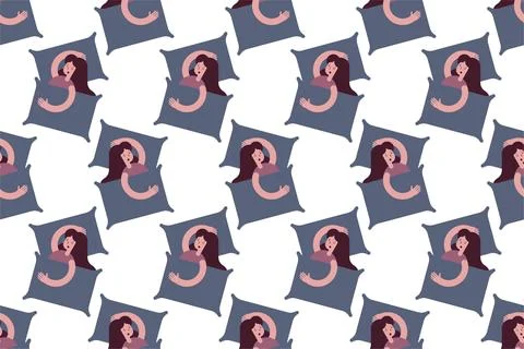 Sleeping women seamless pattern background illustration Illustrazione stock