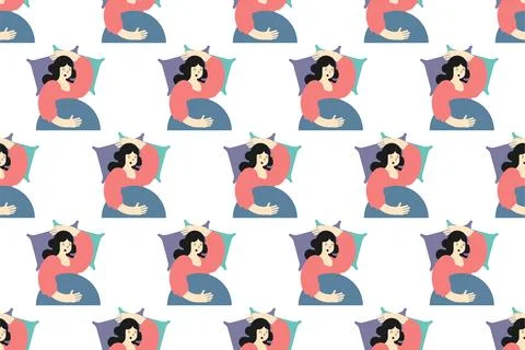 Sleeping women seamless pattern background illustration Stock Illustration