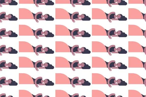 Sleeping women seamless pattern background illustration Stock Illustration