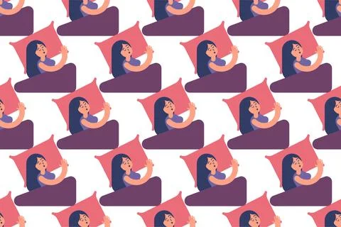 Sleeping women seamless pattern background illustration Stock Illustration