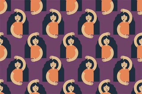 Sleeping women seamless pattern background illustration Stock Illustration
