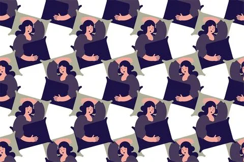 Sleeping women seamless pattern background illustration イラスト素材