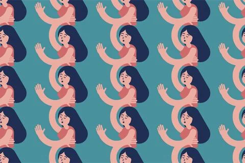 Sleeping women seamless pattern background illustration Stockillustratie