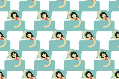 Sleeping women seamless pattern background illustration Stock Illustration