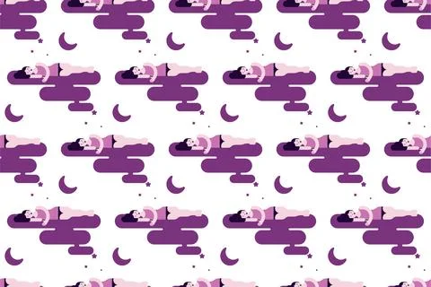 Sleeping women seamless pattern background illustration Stock Illustration