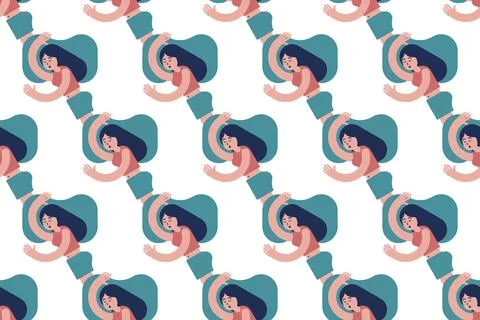 Sleeping women seamless pattern background illustration Stock Illustration