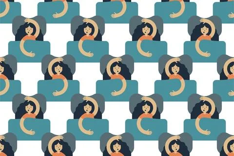 Sleeping women seamless pattern background illustration Stock Illustration