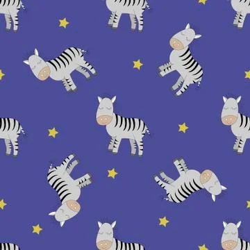 Sleeping Zebras seamless pattern. Illustrazione stock