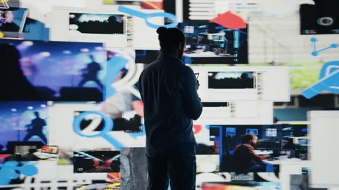 Sleepless man experiences fear of missing out by social media consumption Stock Footage 310972507