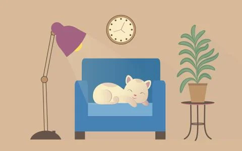 Sleepping cat on an armchair Stock Illustration