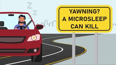 A sleepy and tired driver on a trip. Microsleep concept. Stock Footage 334720668