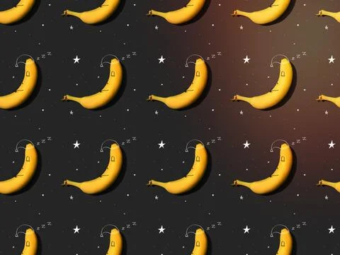 Sleepy bananas pattern Stock Photos