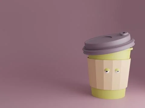 Sleepy colourful coffee mug with tired eyes. Keep cup. Morning Stock Illustration