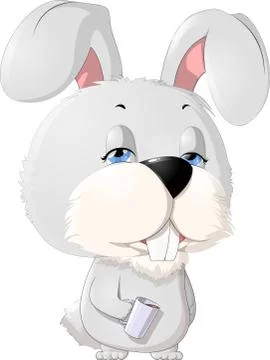 Sleepy with a cup of rabbit Stock Illustration