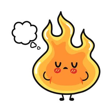 Sleepy cute flame character with thought bubble Иллюстрация