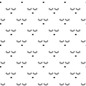 Sleepy face seamless vector pattern Stock Illustration