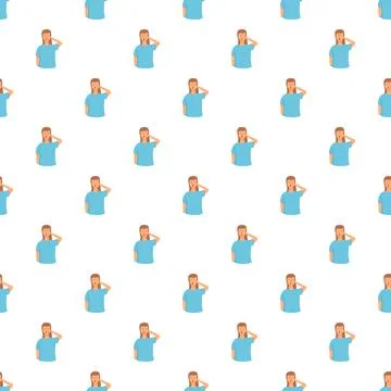 Sleepy girl yawning repeating pattern on white background 스톡 일러스트
