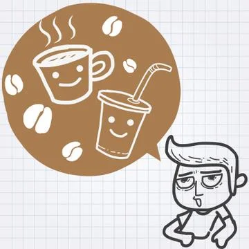 Sleepy guy need coffee Stock Illustration
