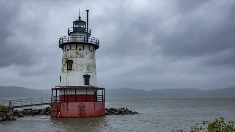 Sleepy Hollow Lighthouse dramatic time lapse Stock Footage 120249154