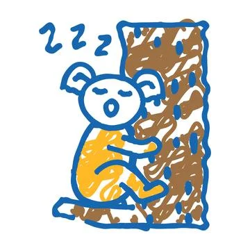 Sleepy koala sleep night icon doodle illustration イラスト素材