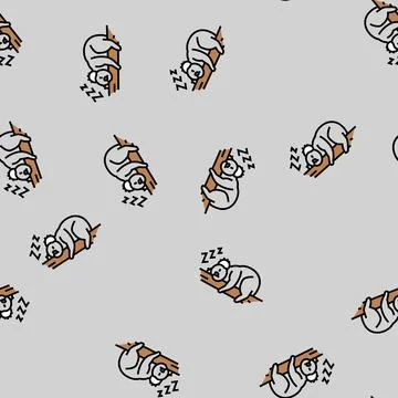 Sleepy koala sleep night vector seamless pattern イラスト素材