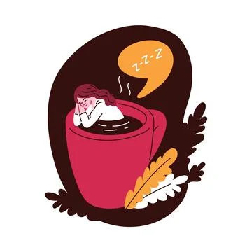 Sleepy moment in coffee cup vector illustration 스톡 일러스트