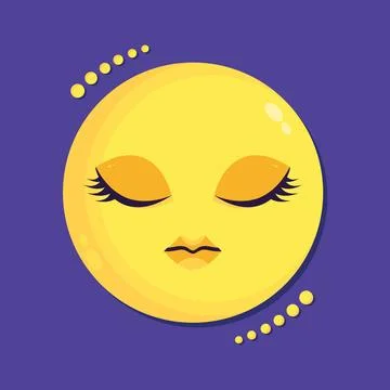 Sleepy moon icon in flat style. Cartoon moon character with closed eyes Stock Illustration