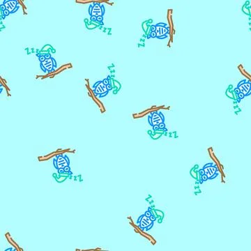 Sleepy owl sleep night vector seamless pattern Stock Illustration
