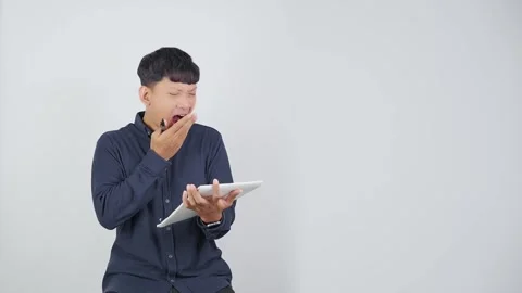Sleepy Student Feeling Tired While Studying Vídeo Stock 344830897