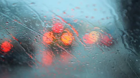 Sleet and rain drops on the windshield ,bokeh Video stock 45703509