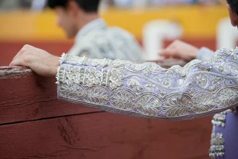 The sleeve of the jacket of a bullfighter. Stock Photos