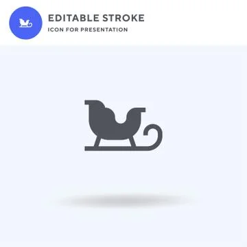 Sleigh icon vector, filled flat sign, solid pictogram isolated on white, logo 库存插图