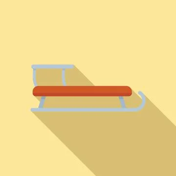 Sleigh present icon flat vector. Santa claus sledge Stock Illustration