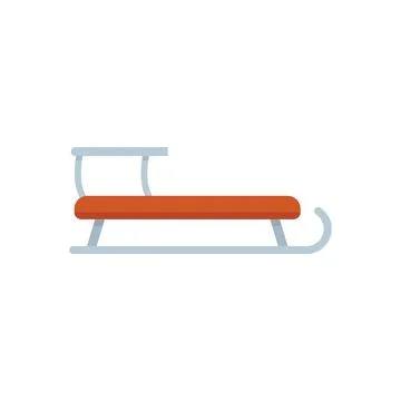 Sleigh present icon flat vector. Santa claus sledge Stock Illustration