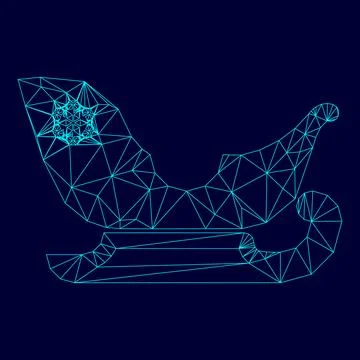 Sleigh santa claus in low poly triangulation triangulated polygonal electri.. Stock Illustration