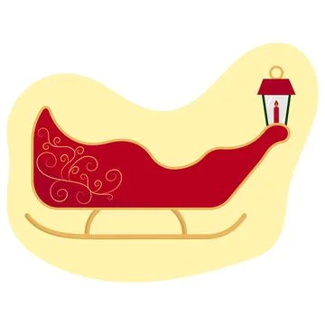 Sleigh of santa claus with pattern and lantern in classic style Stock-Illustration