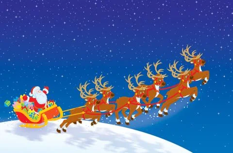 Sleigh of Santa Stock Illustration