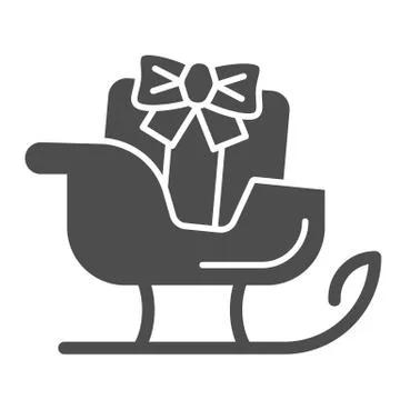 Sleigh solid icon. Sledge with bag of gifts and presents symbol, glyph style Stock Illustration