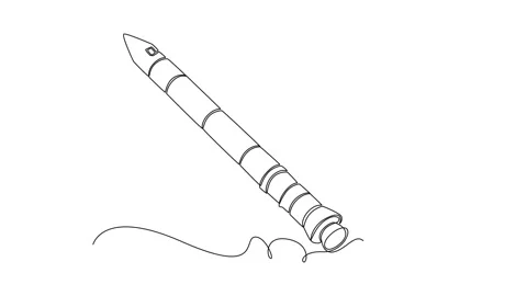 Slender space vehicle rocket launching diagonally into sky Stock Footage 337947515