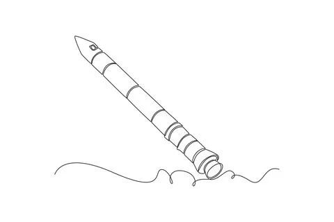 Slender space vehicle rocket launching diagonally into sky Stock-Illustration