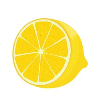 Slice and half of yellow lemon, vector graphics, drawn on white background Stock Illustration