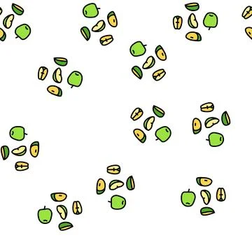 Slice apple cut green vector seamless pattern Stock Illustration