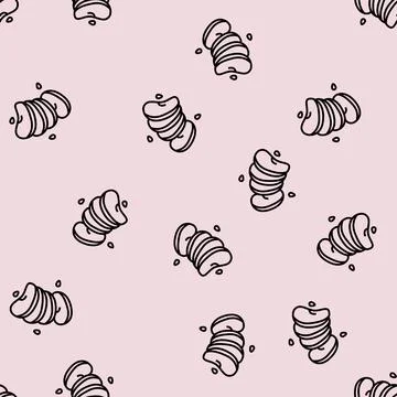 Slice apple cut line seamless pattern Stockillustratie