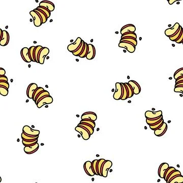 Slice apple cut vector seamless pattern Stock Illustration