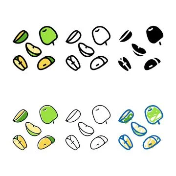 Slice apple types cut green color icon vector Illustrazione stock