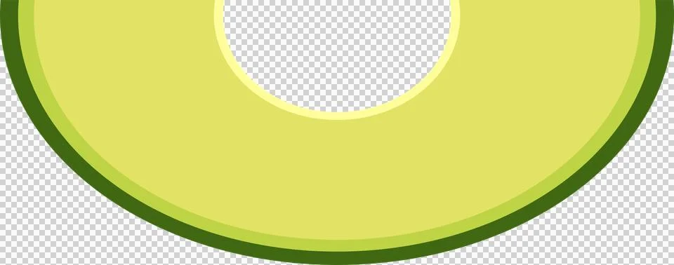 A slice of avocado on a black backdrop, rendered in a simple cartoon style .. Stock Illustration
