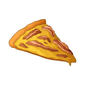 Slice of bacon pizza illustration Stock Illustration