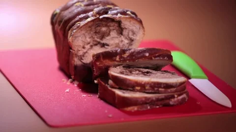 Slice  baked sweet bread Stock Footage 73641723